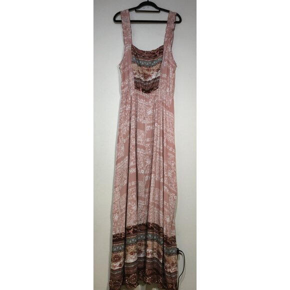 Sugarfox L Maxi Boho Sundress Women's Square Neck Flowy Rayon Bust 40" - Picture 4 of 8